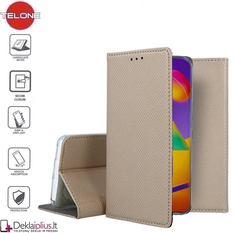 Telone smart magnet atverčiamas dėklas - auksinės spalvos (Samsung M31S) Telone smart magnet atverčiamas dėklas - auksinės spalvos (Samsung M31S)